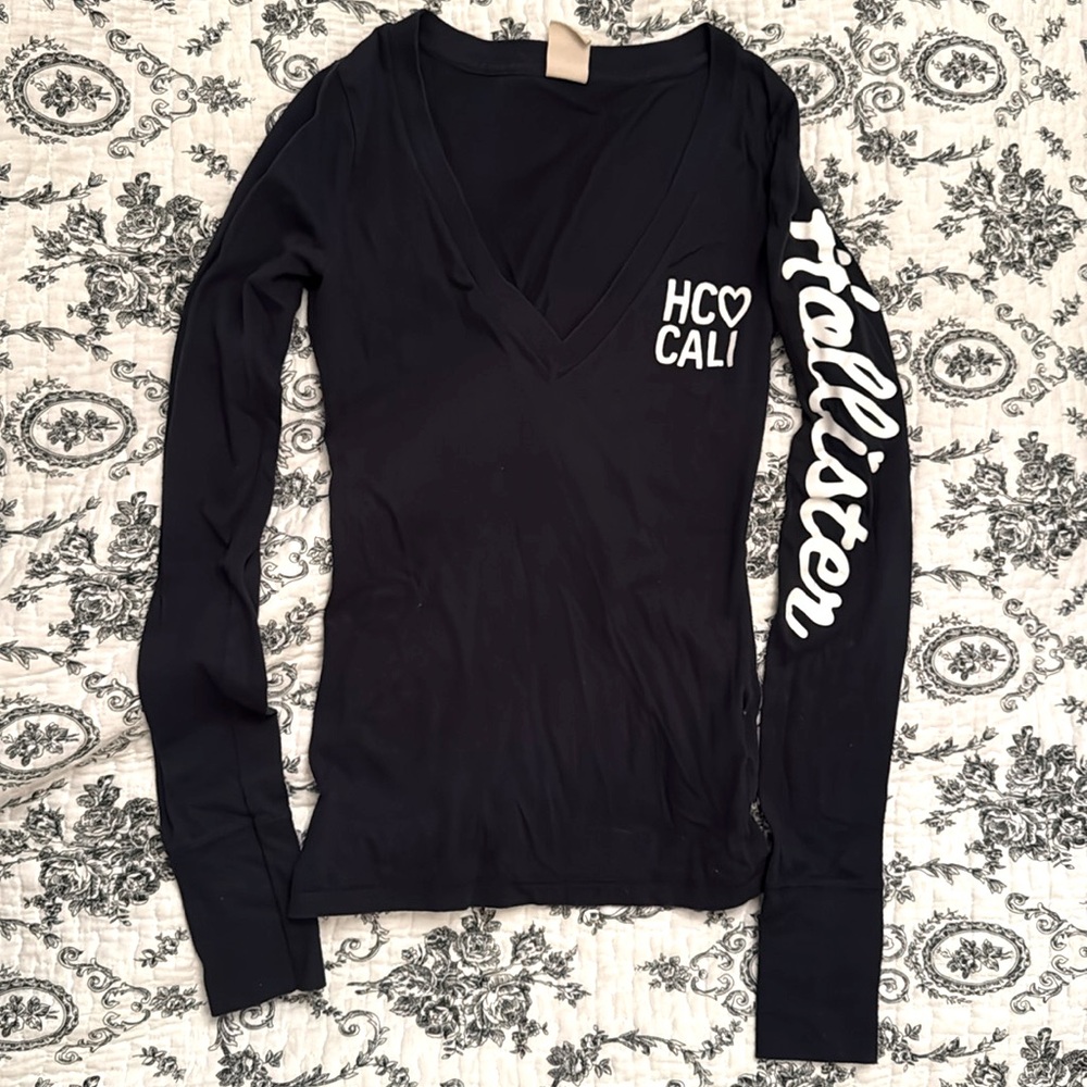 Navy Hollister V neck Tee